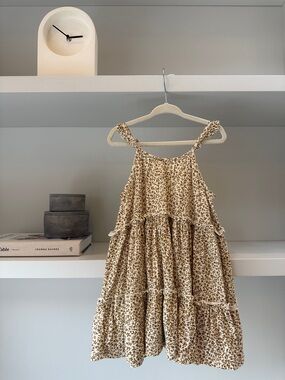 Rylee + Cru Cream and Brown Floral Tiered Dress